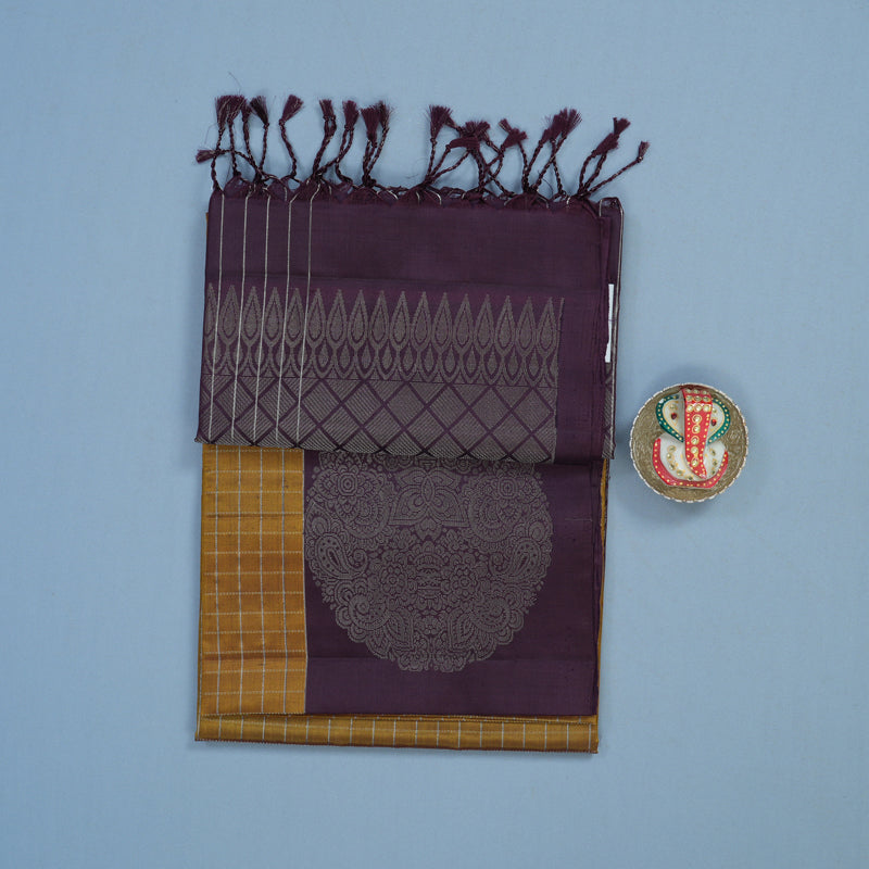 Hayagrivas Honey Mustard Handloom Soft Silk Saree KBE2140A18-2