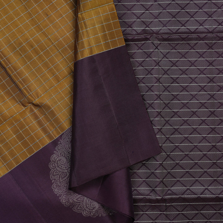 Hayagrivas Honey Mustard Handloom Soft Silk Saree KBE2140A18-2