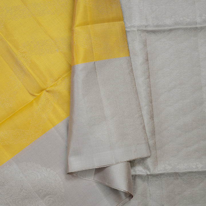 Hayagrivas Golden Yellow Handloom Soft Silk Saree KBE2140A19-1