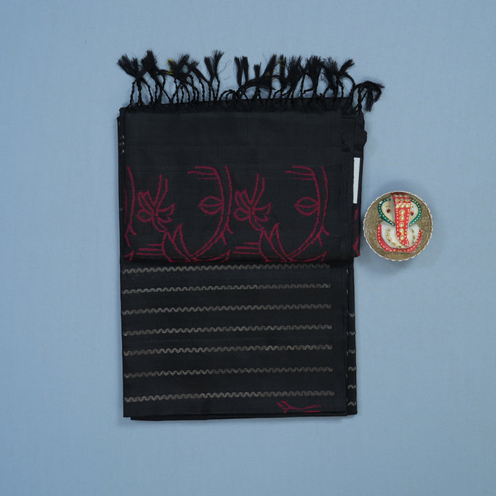 Hayagrivas Black Handloom Soft Silk Saree KBE2140A9-1