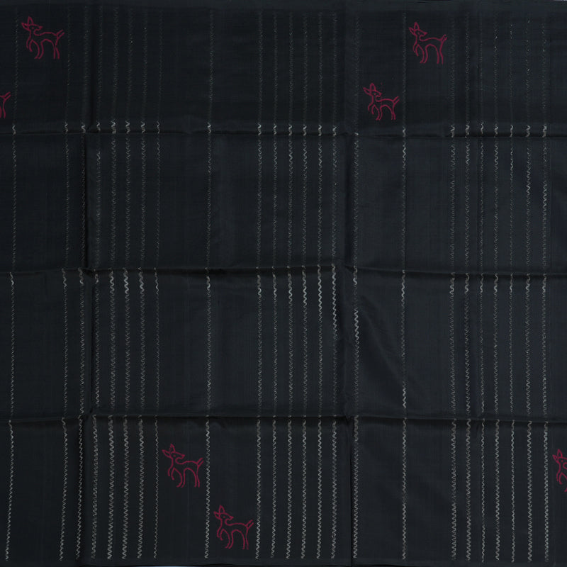 Hayagrivas Black Handloom Soft Silk Saree KBE2140A9-1