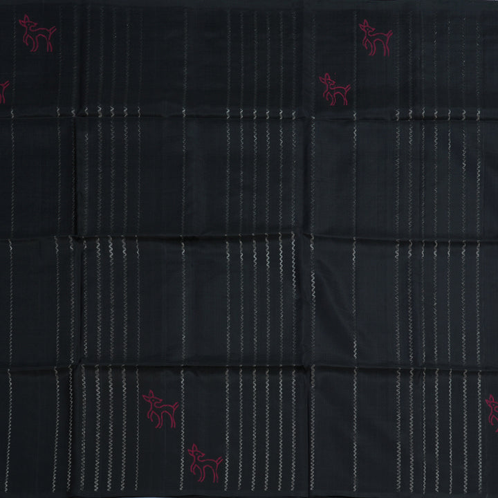 Hayagrivas Black Handloom Soft Silk Saree KBE2140A9-1