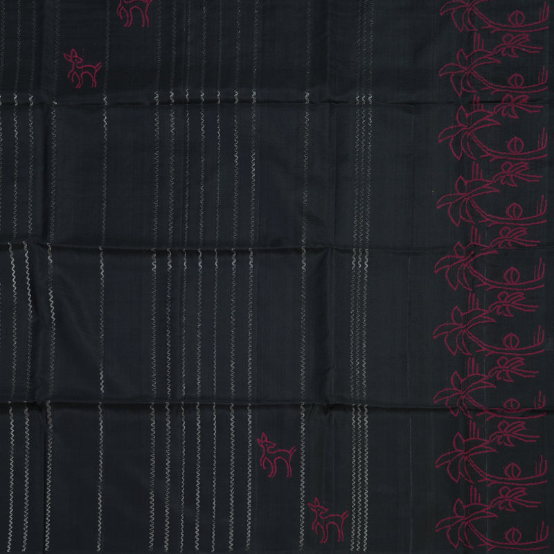 Hayagrivas Black Handloom Soft Silk Saree KBE2140A9-1