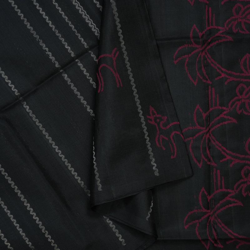 Hayagrivas Black Handloom Soft Silk Saree KBE2140A9-1