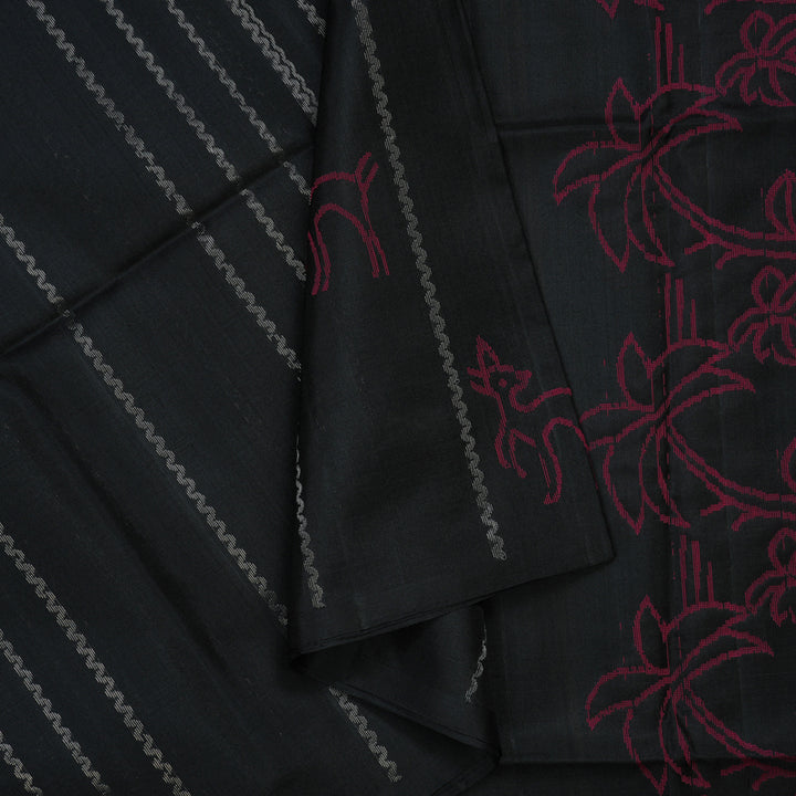 Hayagrivas Black Handloom Soft Silk Saree KBE2140A9-1