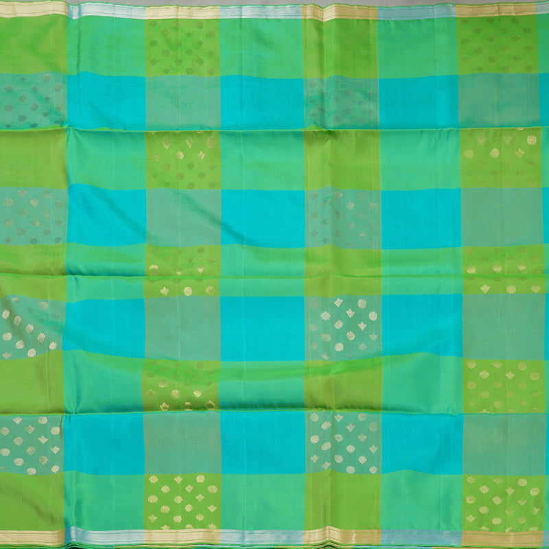 Hayagrivas Shades of Green Checks Handloom Soft Silk Saree KBE2141A1-2