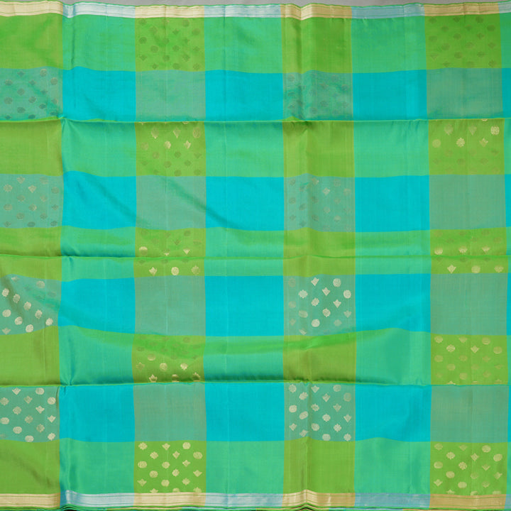 Hayagrivas Shades of Green Checks Handloom Soft Silk Saree KBE2141A1-2