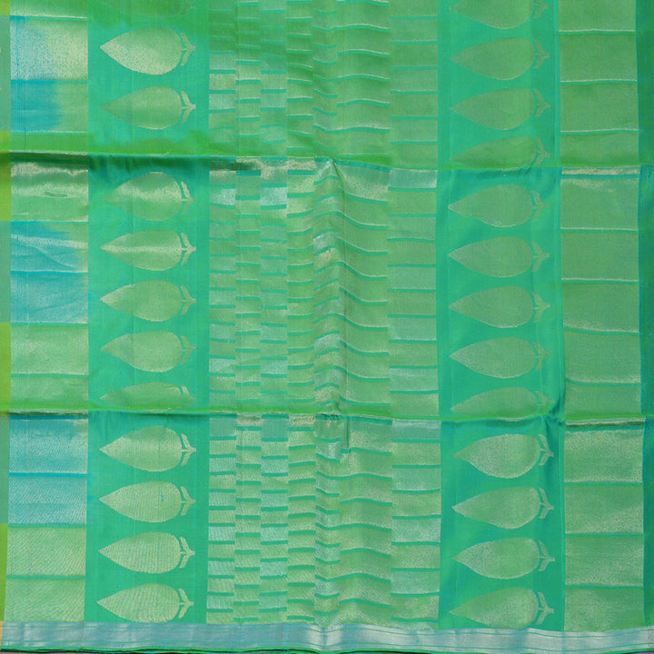 Hayagrivas Shades of Green Checks Handloom Soft Silk Saree KBE2141A1-2