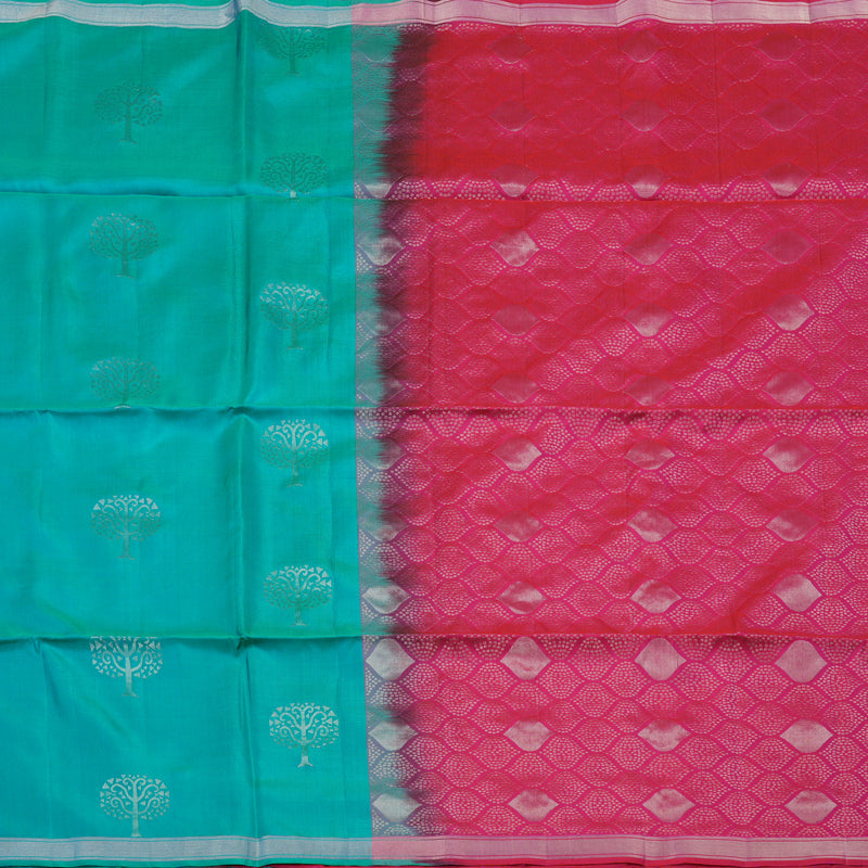 Hayagrivas Aqua Green Handloom Soft Silk Saree KBE2141A22-1