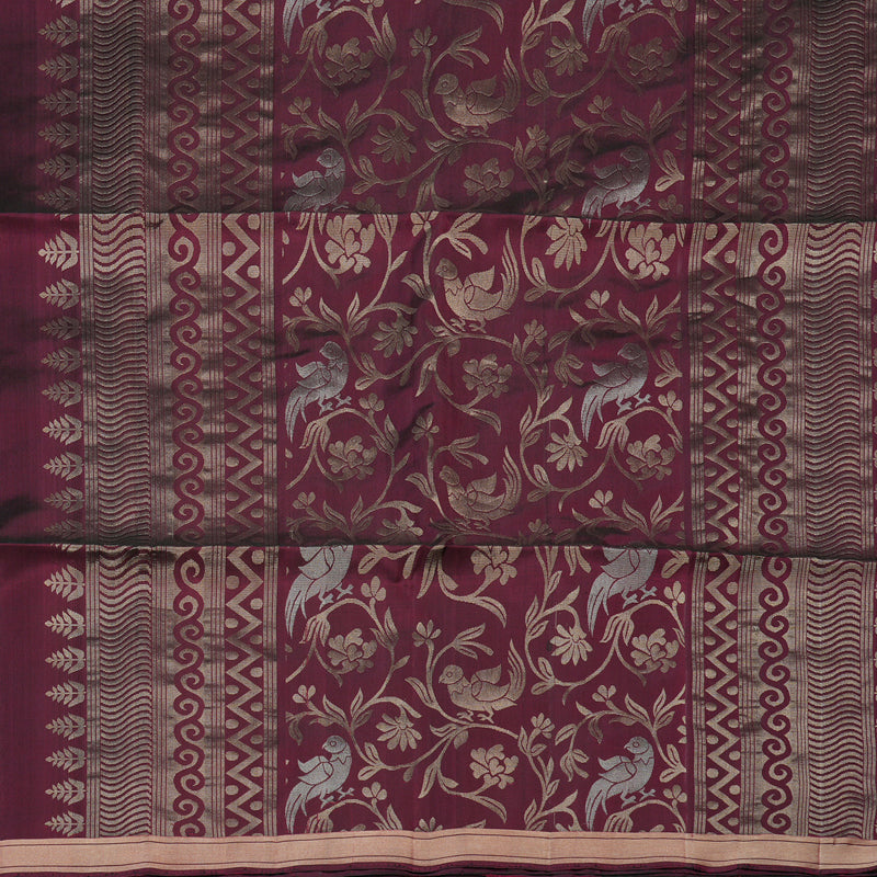 Hayagrivas Wine Handloom Soft Silk Saree KBE2141A26-1