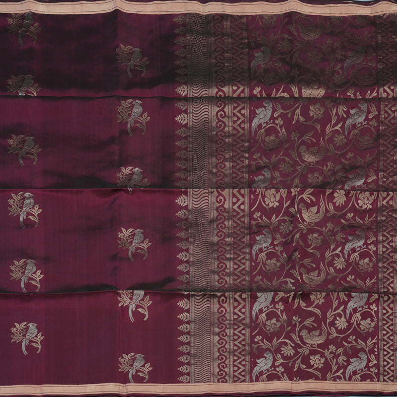 Hayagrivas Wine Handloom Soft Silk Saree KBE2141A26-1