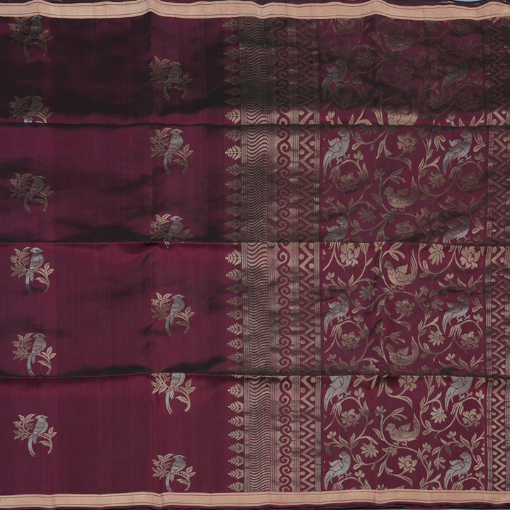 Hayagrivas Wine Handloom Soft Silk Saree KBE2141A26-1