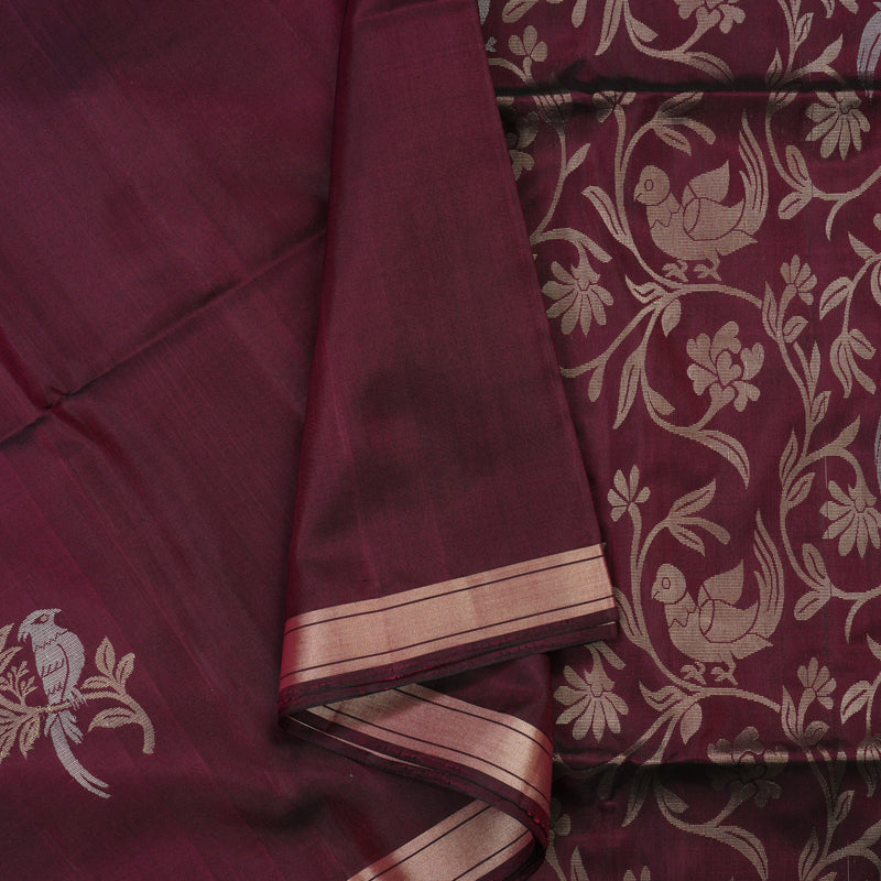 Hayagrivas Wine Handloom Soft Silk Saree KBE2141A26-1