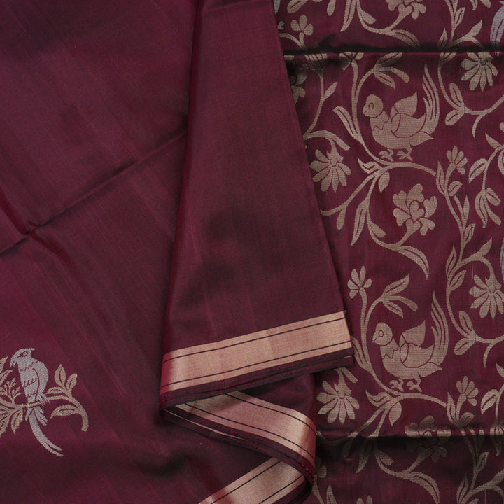 Hayagrivas Wine Handloom Soft Silk Saree KBE2141A26-1