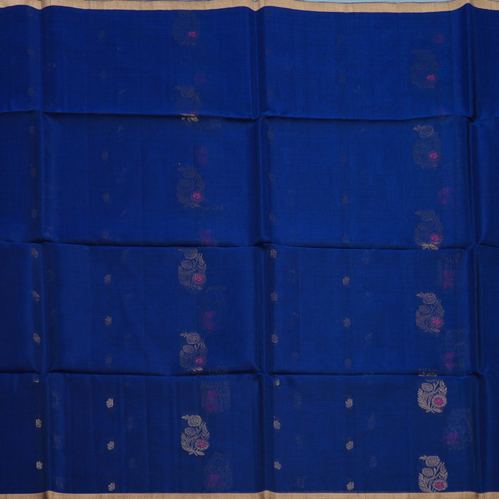 Hayagrivas Ink Blue Kora Silk Cotton Saree KBE2142A3-7
