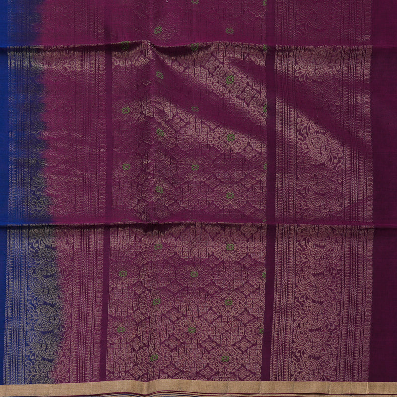 Hayagrivas Ink Blue Kora Silk Cotton Saree KBE2142A3-7