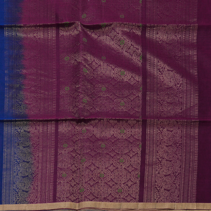 Hayagrivas Ink Blue Kora Silk Cotton Saree KBE2142A3-7