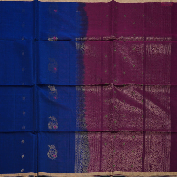 Hayagrivas Ink Blue Kora Silk Cotton Saree KBE2142A3-7