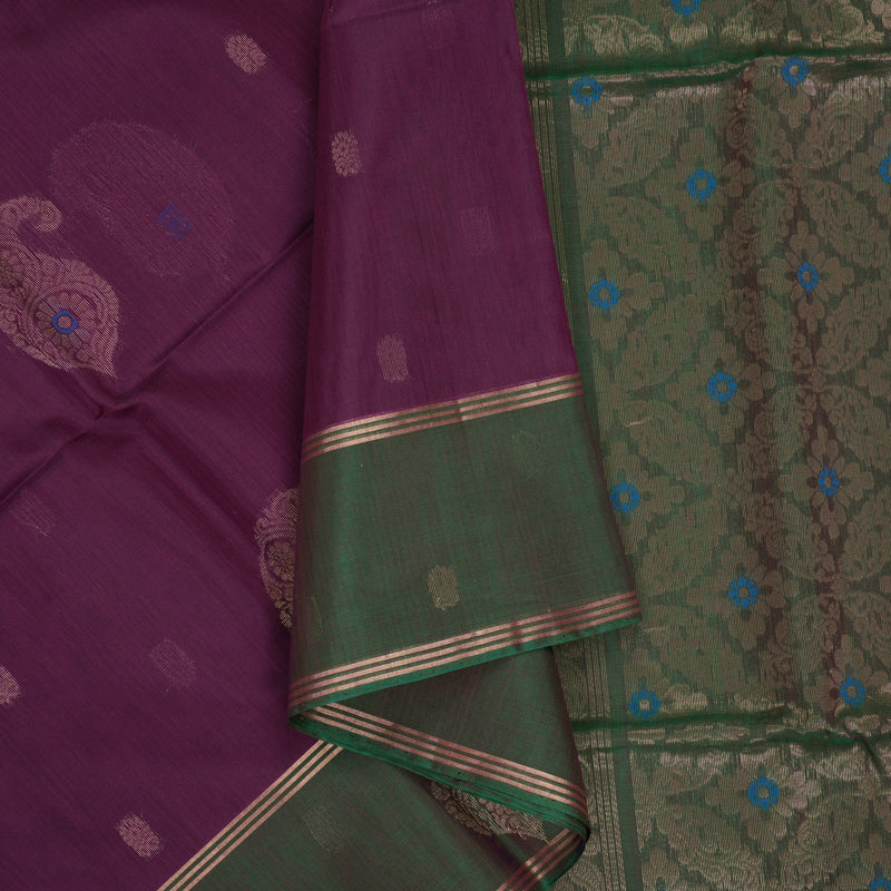Hayagrivas Purple Kora Silk Cotton Saree KBE2142A4-10