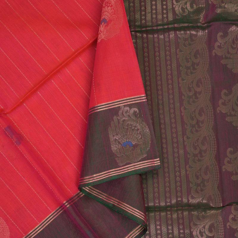 Hayagrivas Bright Pink Kora Silk Cotton Saree KBE2142A5-2