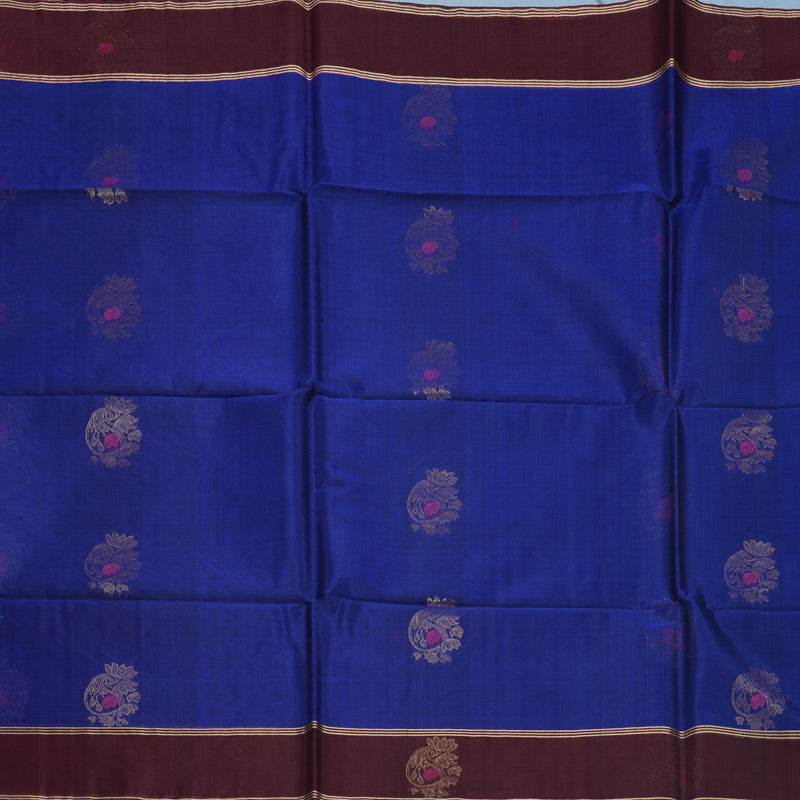 Hayagrivas Royal Blue Kora Silk Cotton Saree KBE2142A7-9