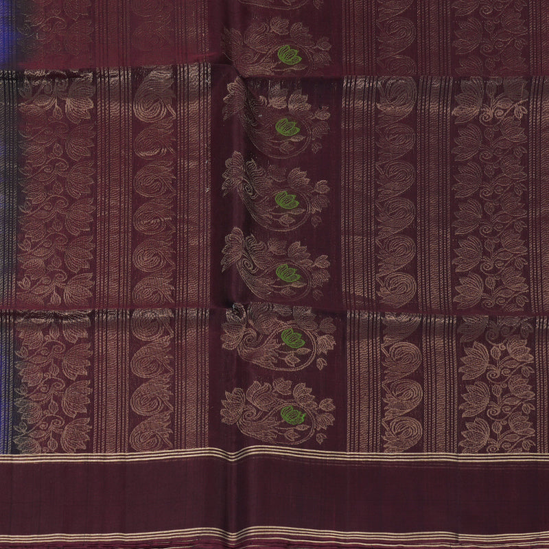 Hayagrivas Royal Blue Kora Silk Cotton Saree KBE2142A7-9