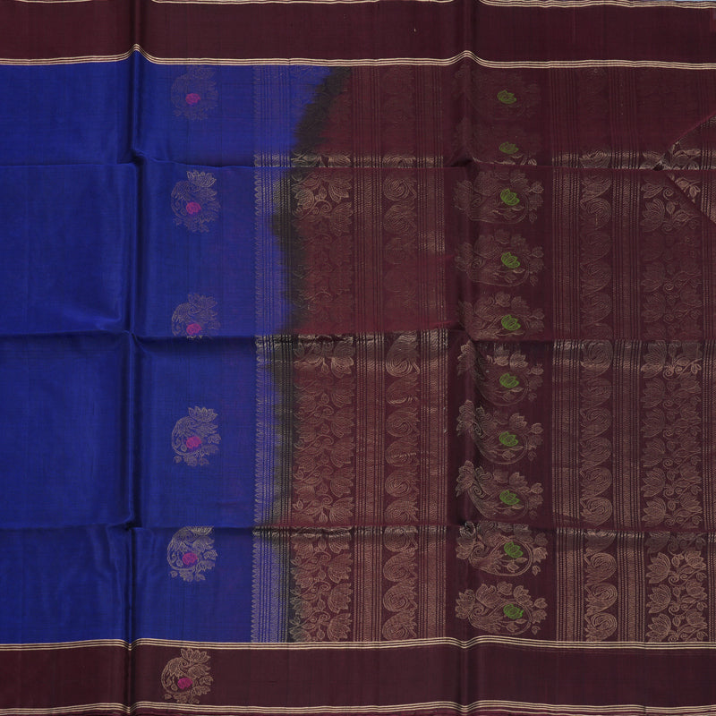 Hayagrivas Royal Blue Kora Silk Cotton Saree KBE2142A7-9