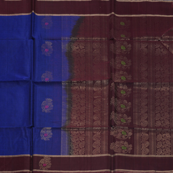 Hayagrivas Royal Blue Kora Silk Cotton Saree KBE2142A7-9