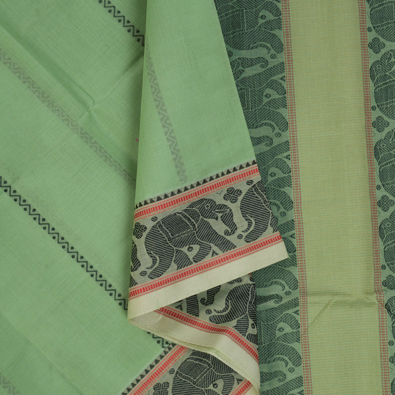 Hayagrivas Pista Green Handloom Cotton Saree KBE2143A11-1