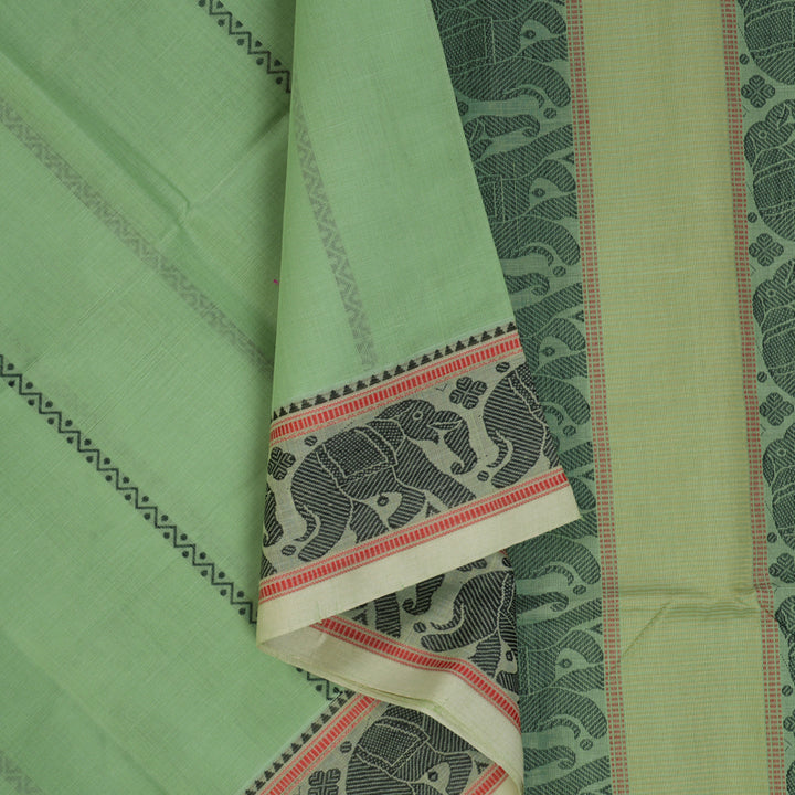 Hayagrivas Pista Green Handloom Cotton Saree KBE2143A11-1