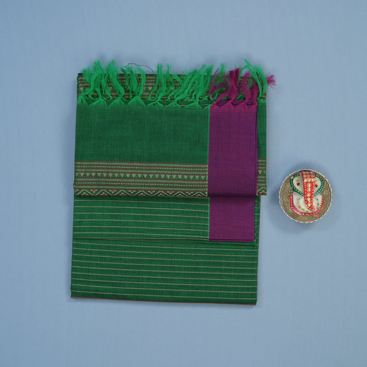Hayagrivas Green Handloom Kanchi Cotton Saree KBE2143A12-1
