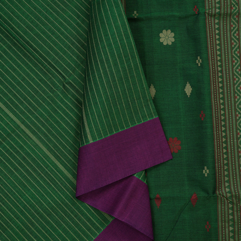 Hayagrivas Green Handloom Kanchi Cotton Saree KBE2143A12-1