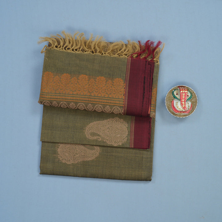 Hayagrivas Elephant Grey Handloom Cotton Saree KBE2143A13-3
