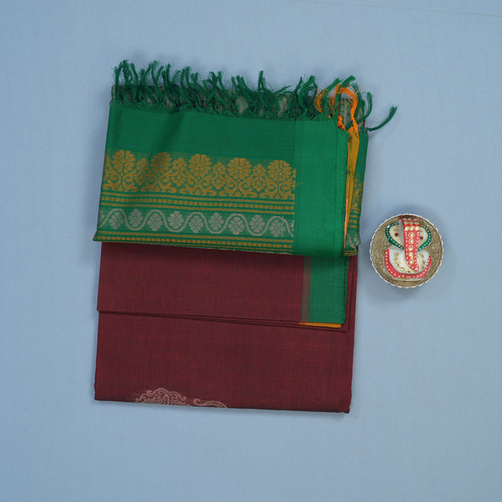 Hayagrivas Maroon Handloom Cotton Saree KBE2143A13-5