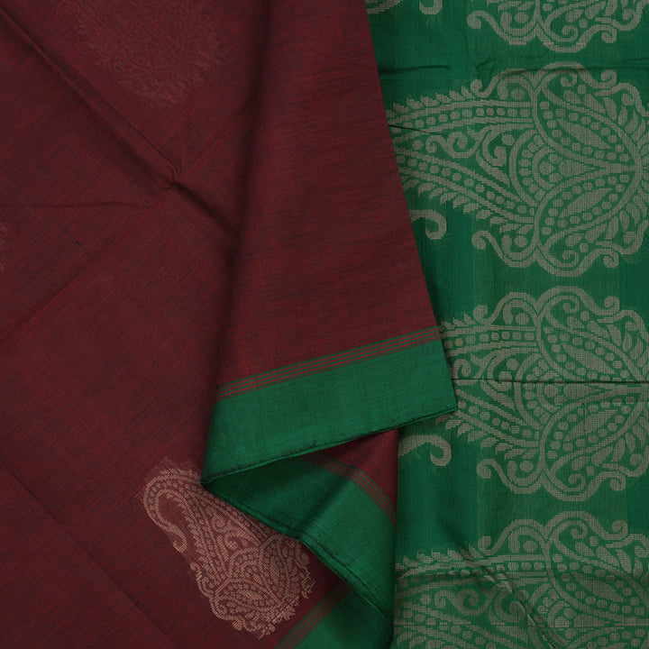 Hayagrivas Maroon Handloom Cotton Saree KBE2143A13-5