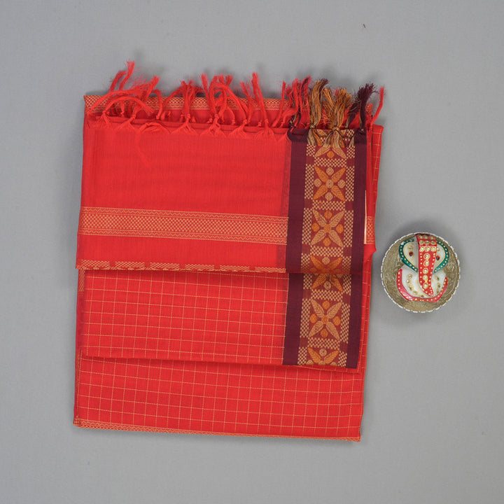 Hayagrivas Peach Pink Handloom Cotton Saree KBE2143A3-4