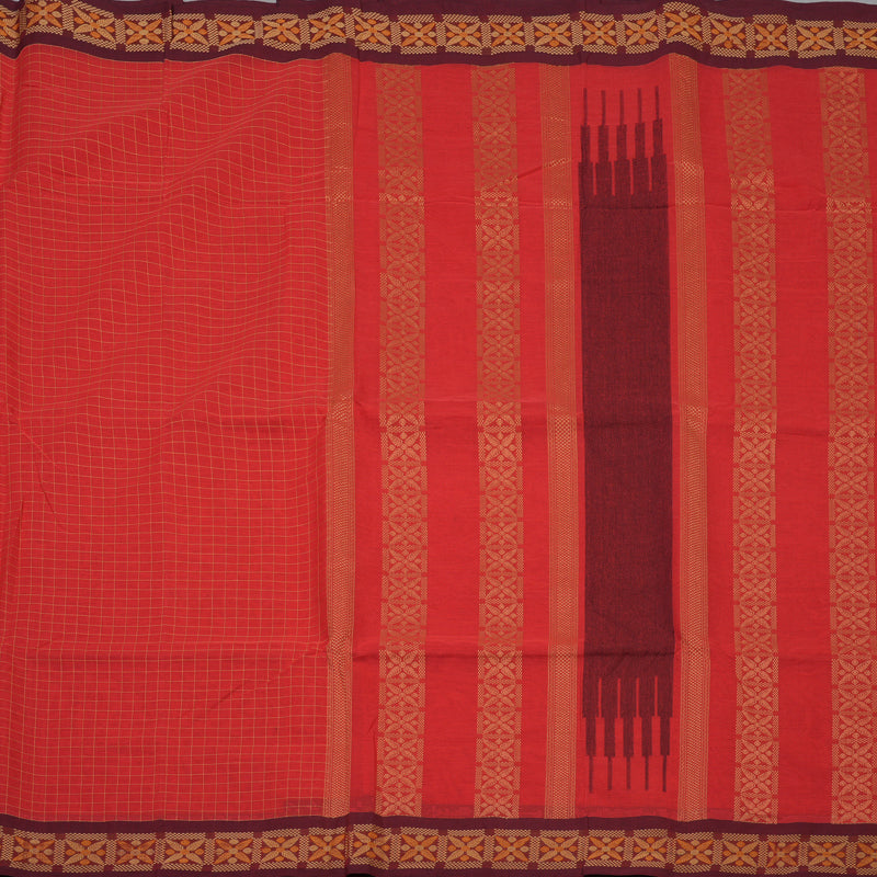 Hayagrivas Peach Pink Handloom Cotton Saree KBE2143A3-4