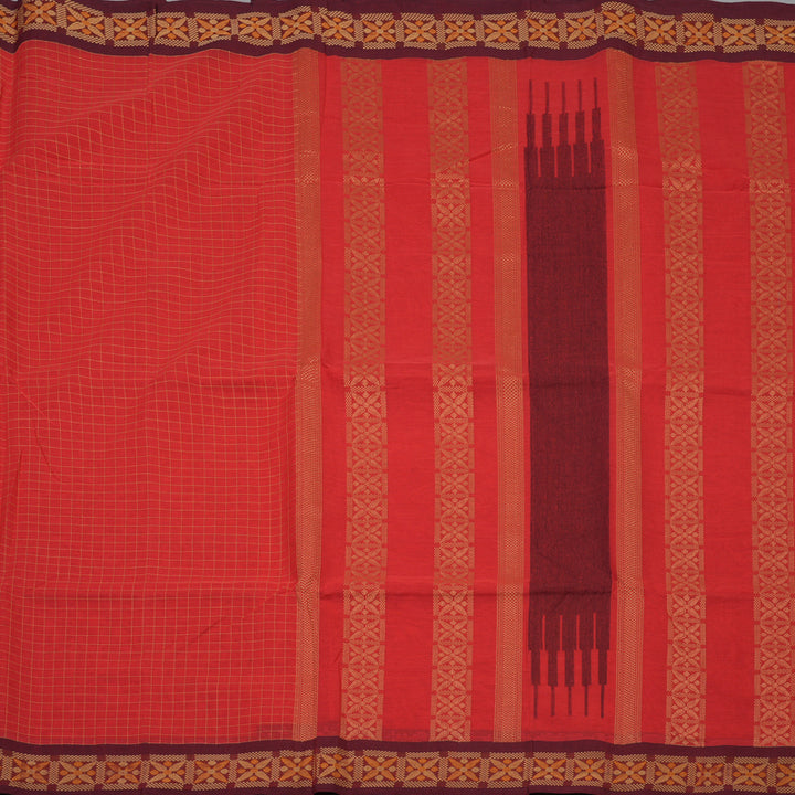 Hayagrivas Peach Pink Handloom Cotton Saree KBE2143A3-4