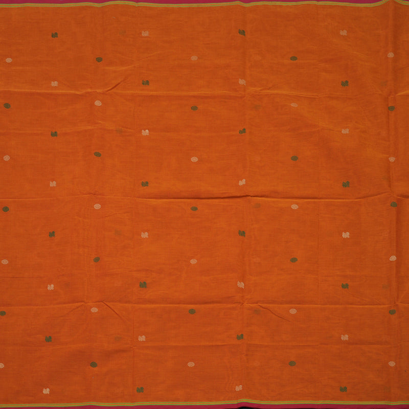 Hayagrivas Deep Orange Handloom Cotton Saree KBE2143A4-2