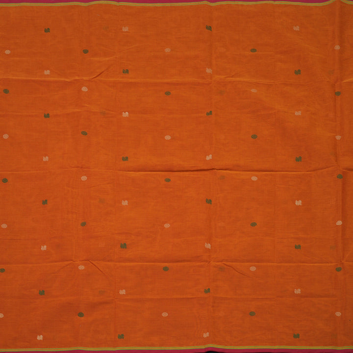 Hayagrivas Deep Orange Handloom Cotton Saree KBE2143A4-2