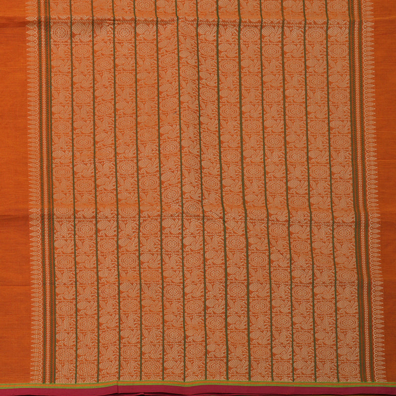 Hayagrivas Deep Orange Handloom Cotton Saree KBE2143A4-2