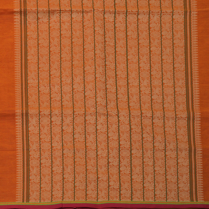 Hayagrivas Deep Orange Handloom Cotton Saree KBE2143A4-2