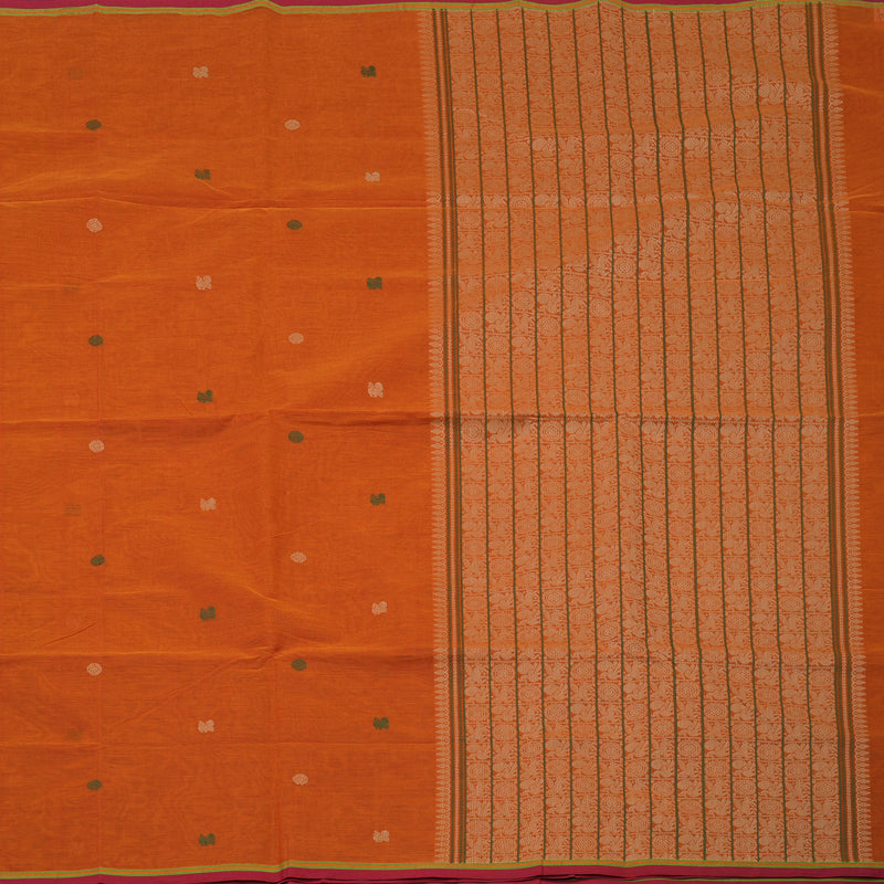 Hayagrivas Deep Orange Handloom Cotton Saree KBE2143A4-2