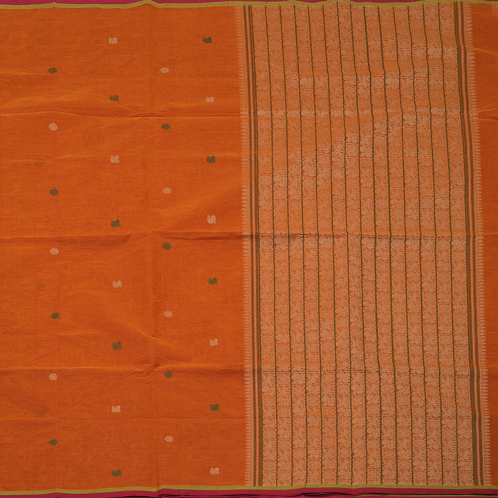 Hayagrivas Deep Orange Handloom Cotton Saree KBE2143A4-2