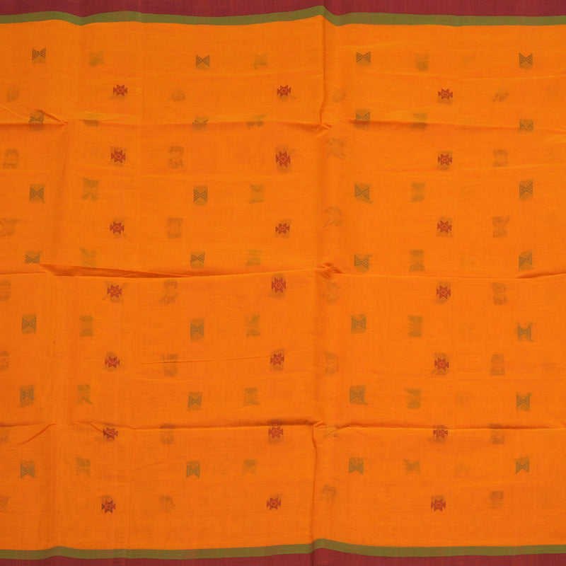 Hayagrivas Orange Handloom Kanchi Cotton Saree KBE2143A9-1