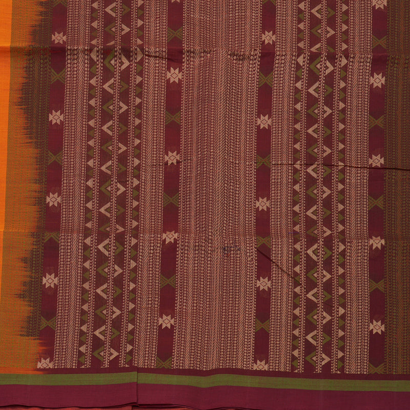Hayagrivas Orange Handloom Kanchi Cotton Saree KBE2143A9-1
