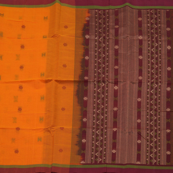 Hayagrivas Orange Handloom Kanchi Cotton Saree KBE2143A9-1