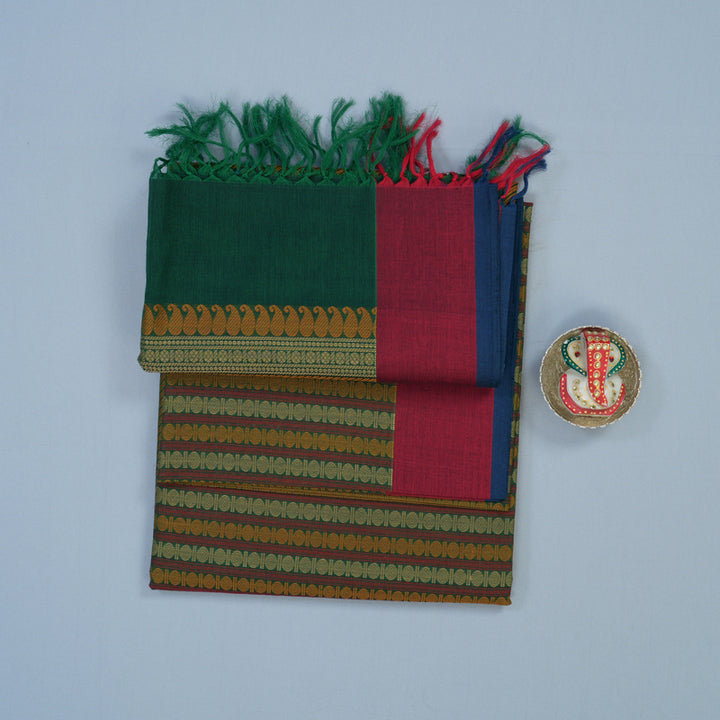 Hayagrivas Bottle Green Handloom Kanchi Cotton Saree KBE2144A1-1