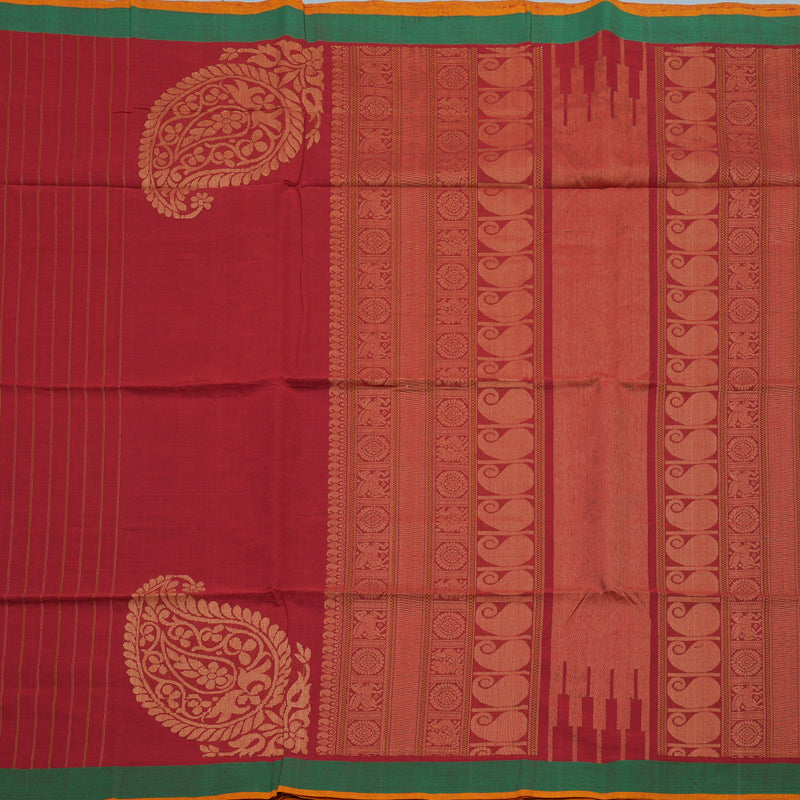 Hayagrivas Red Handloom Kanchi Cotton Saree KBE2144A10-1