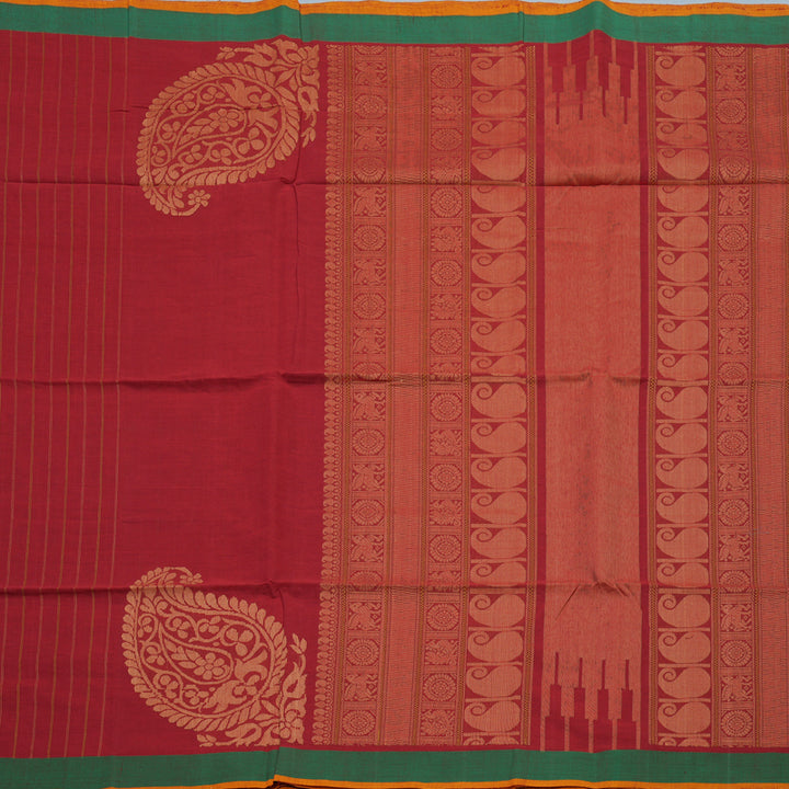 Hayagrivas Red Handloom Kanchi Cotton Saree KBE2144A10-1
